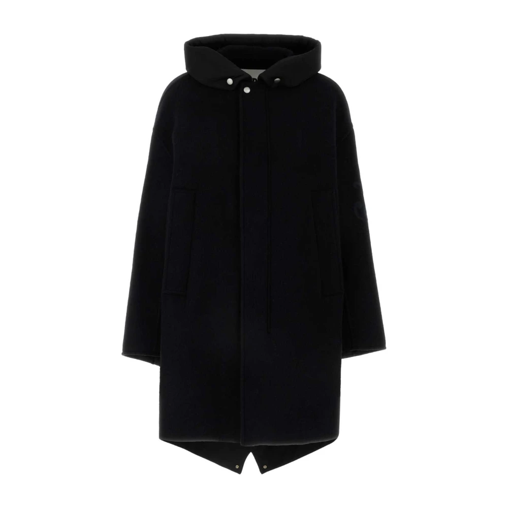 Jil Sander Stijlvolle Zwarte Wollen Parka Black Dames
