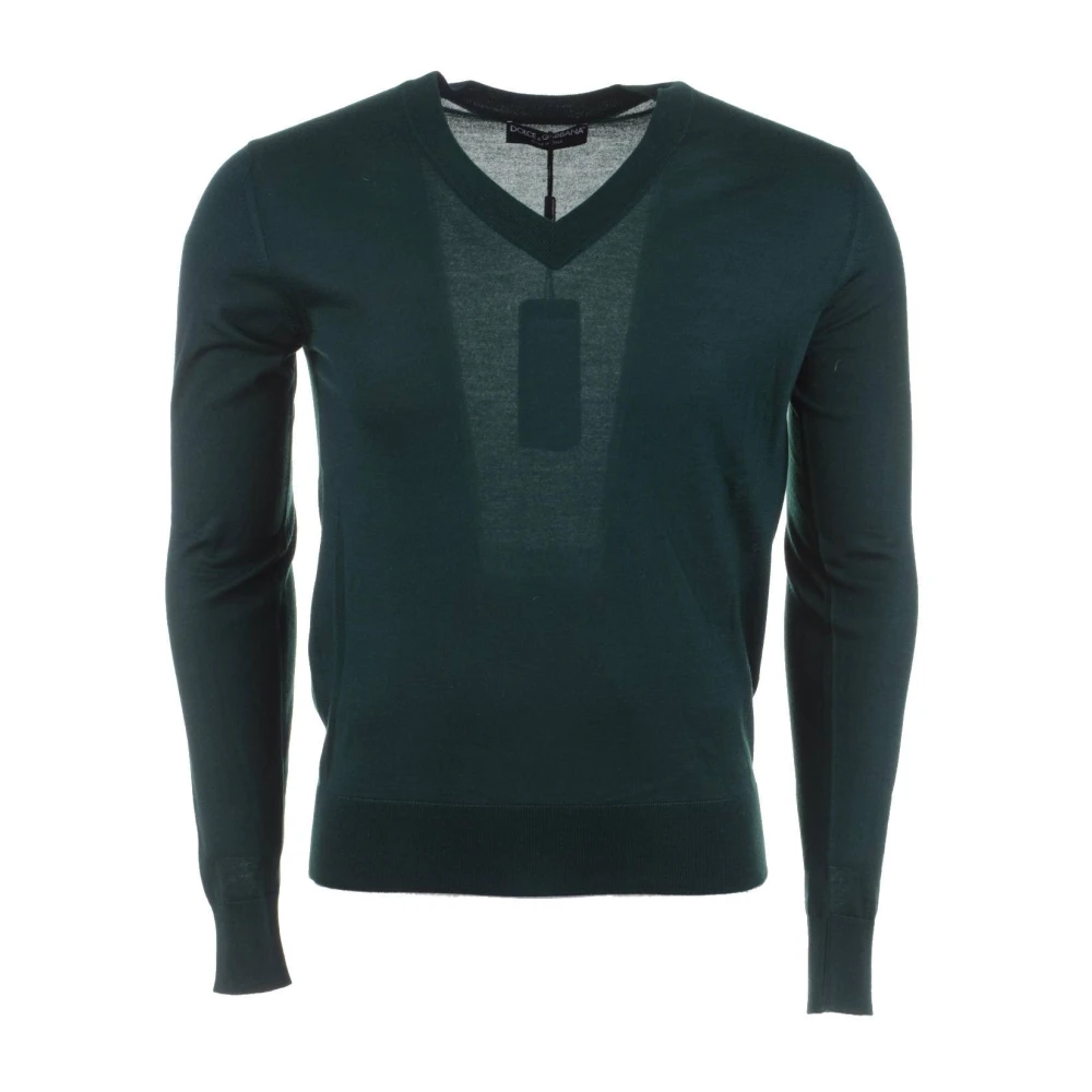 Dolce & Gabbana Cashmere V-hals Pullover voor Mannen Green Heren