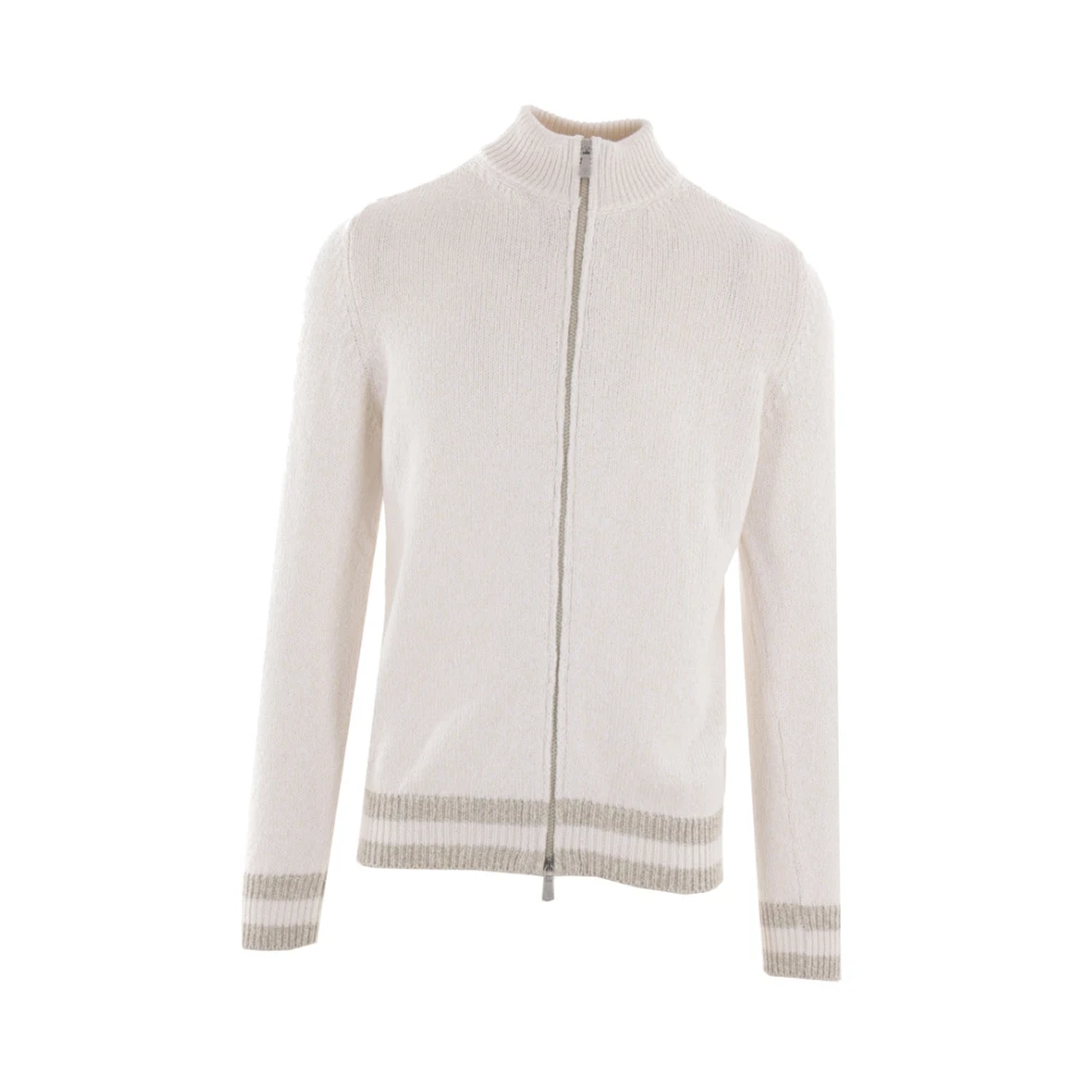 Eleventy Hoge-hals Ivoor Katoenen Vest Beige Heren