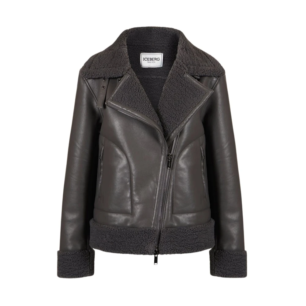 Iceberg Eco-schapenvacht bikerjack Gray Dames