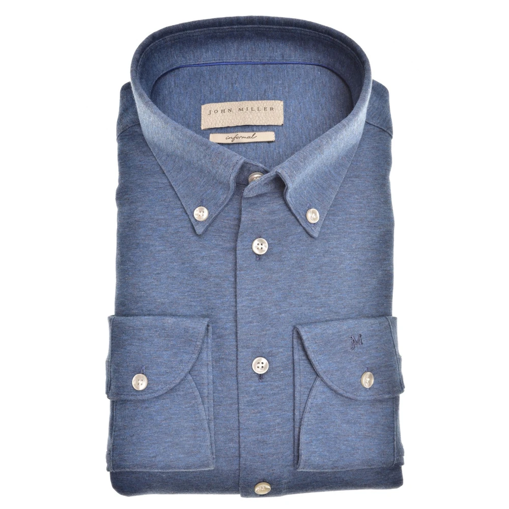 John Miller Donkerblauwe Shirtjurk met Slim Fit Blue Heren