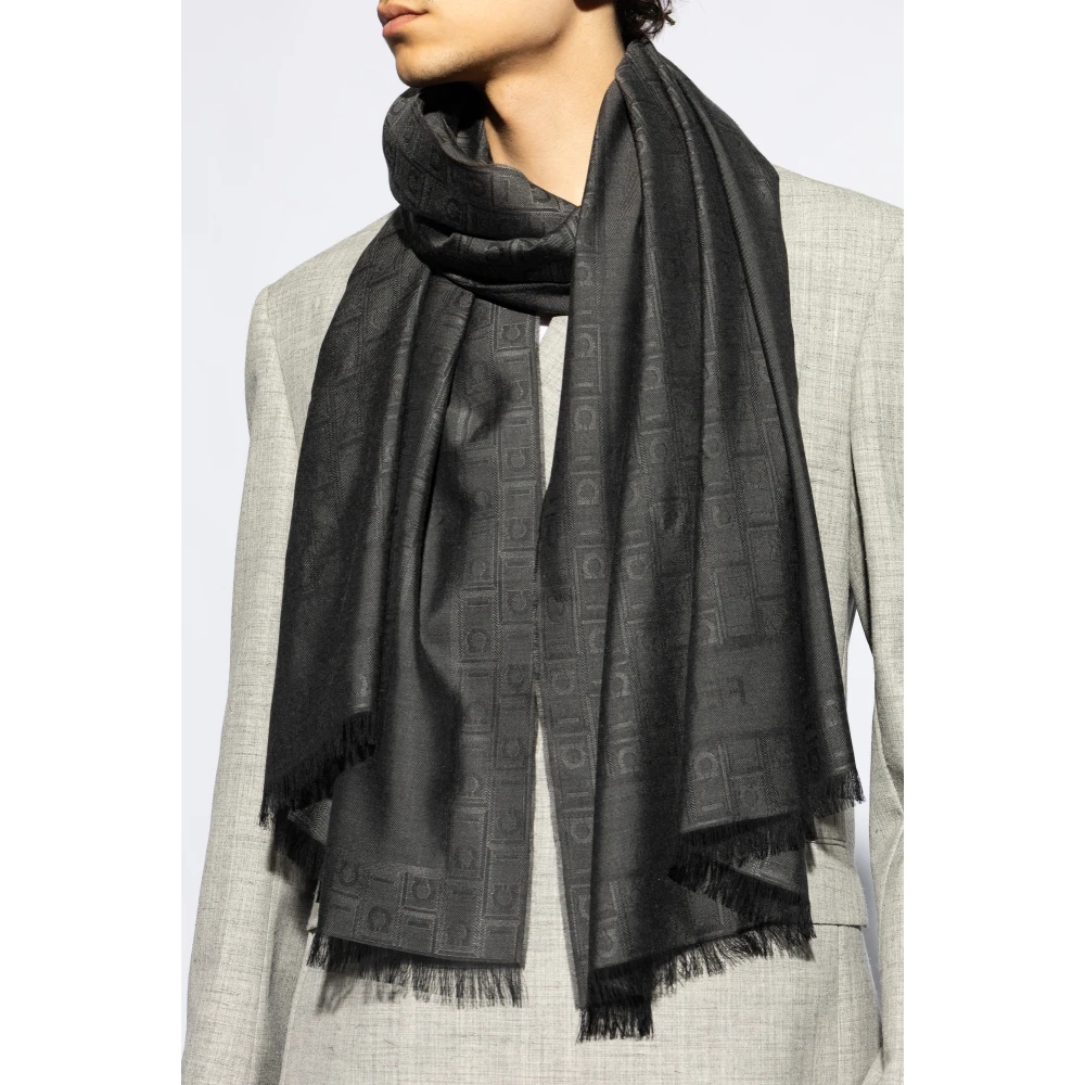 Salvatore Ferragamo Sjaal met monogram Gray Heren