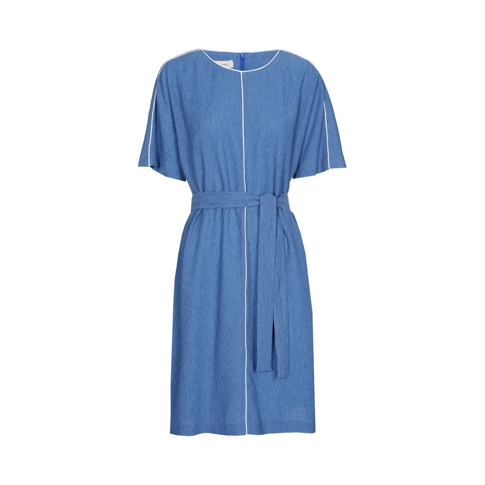 Marie Méro Blauwe Crepe Jurk met Kamel Manchetten Blue Dames
