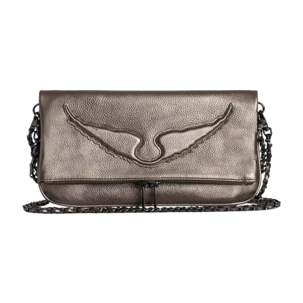 Zadig & Voltaire Grijze Metallic Leren Rock Clutch Tas Gray Dames