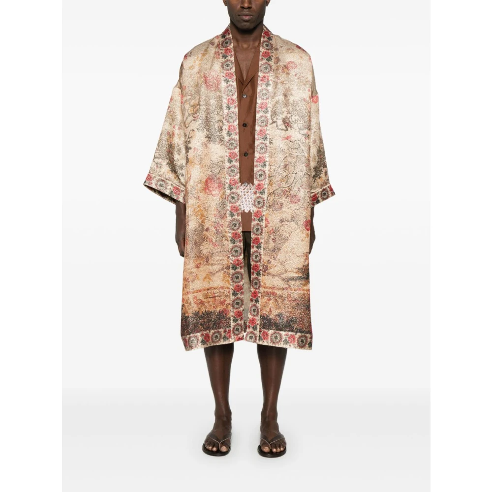 Pierre-Louis Mascia Beige Jurk met Lange Mouwen en Drop Shoulder Multicolor Dames
