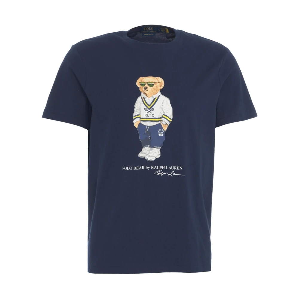 Polo Ralph Lauren Blauw Bedrukt T-Shirt Slim Fit Blue Heren