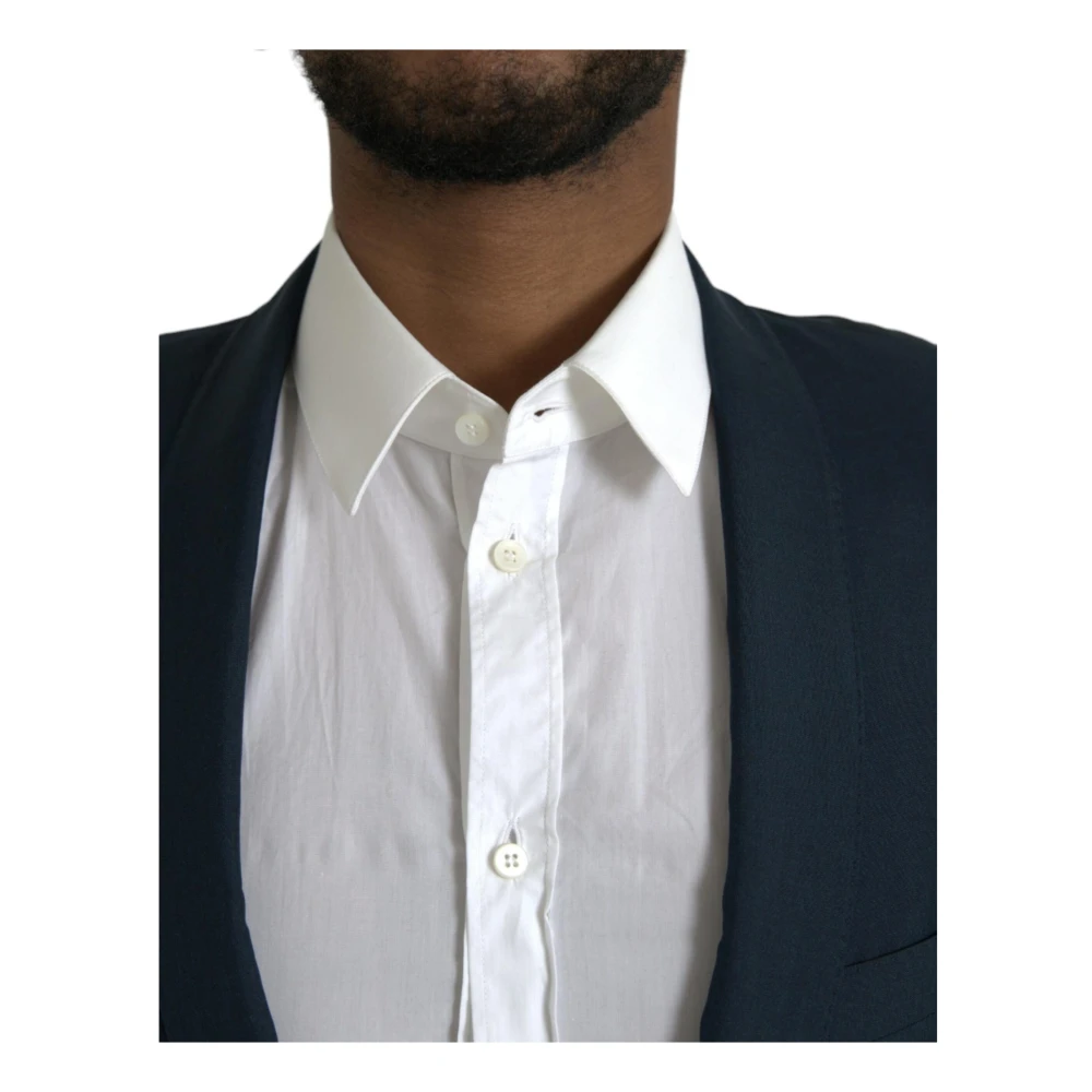 Dolce & Gabbana Blauwe Notch Jas Blazer Slim Fit Blue Heren
