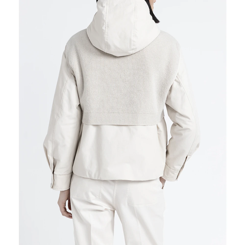 PESERICO Capuchonjack van technisch katoen wol en kasjmier Beige Dames