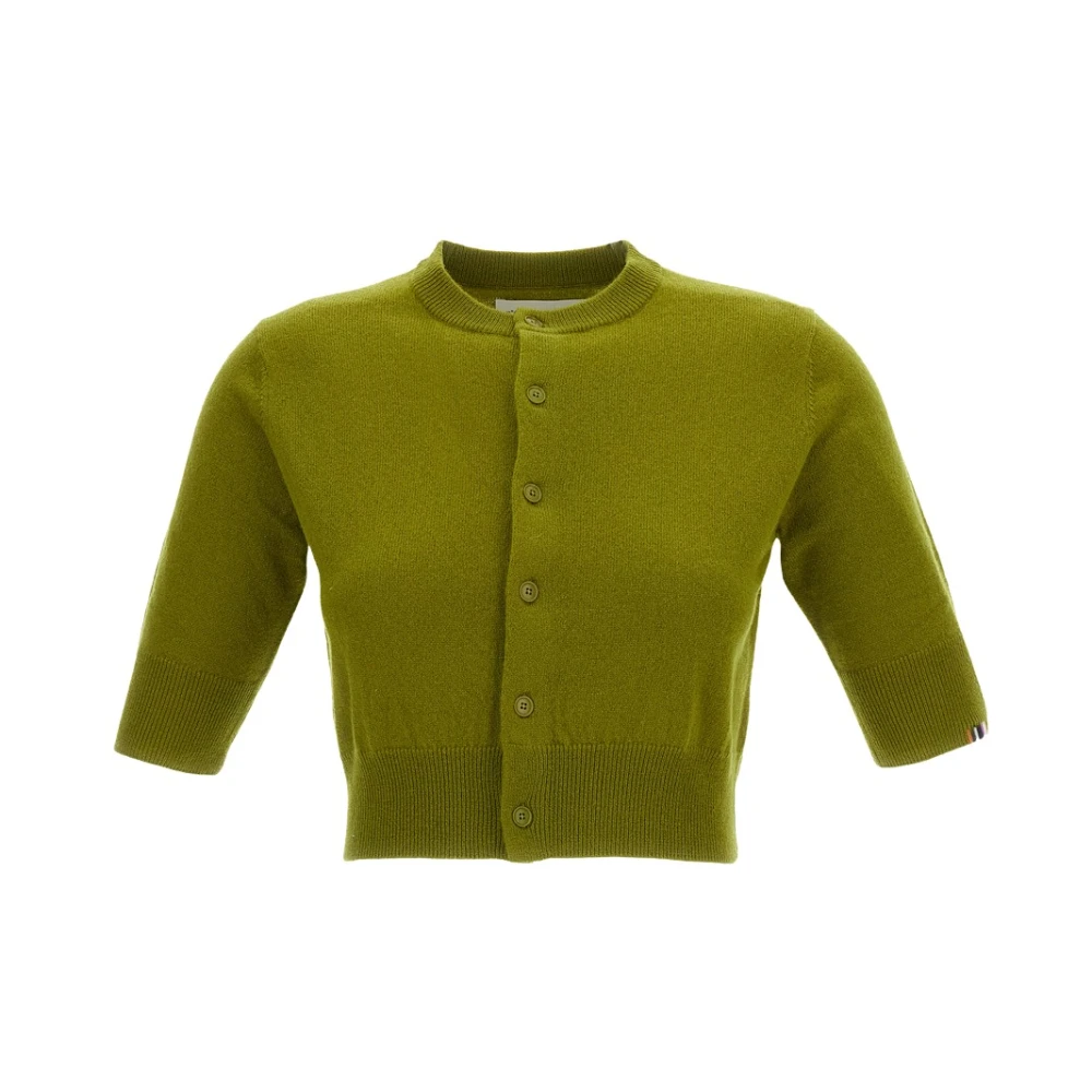 Extreme Cashmere Women's Green Cashmere Knitwear, One Size, N°474 Super Little Cashmere Cardigan