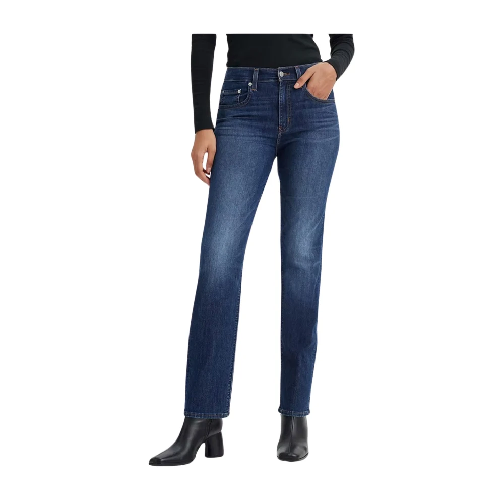 Levi's High-Rise Straight Jeans Blue Dames