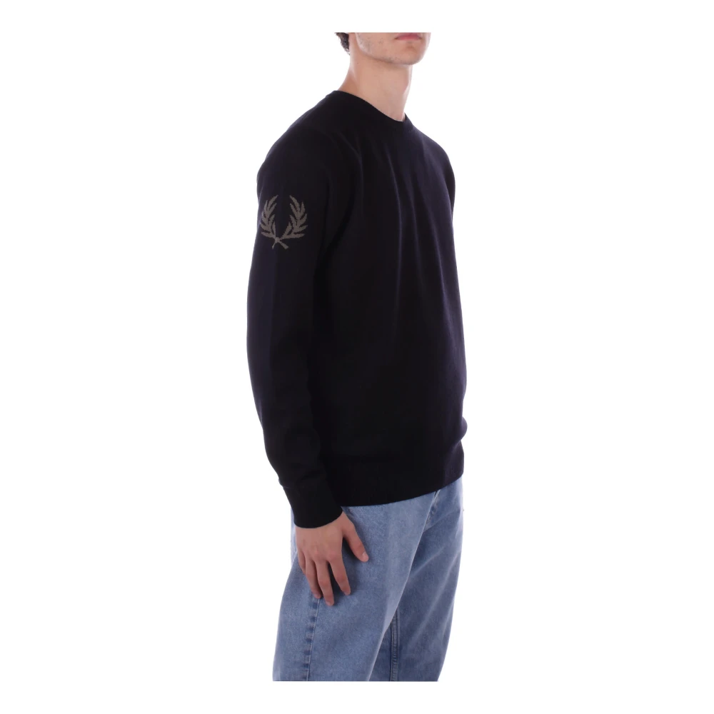Fred Perry Zwart Logo Zij Sweater Black Heren