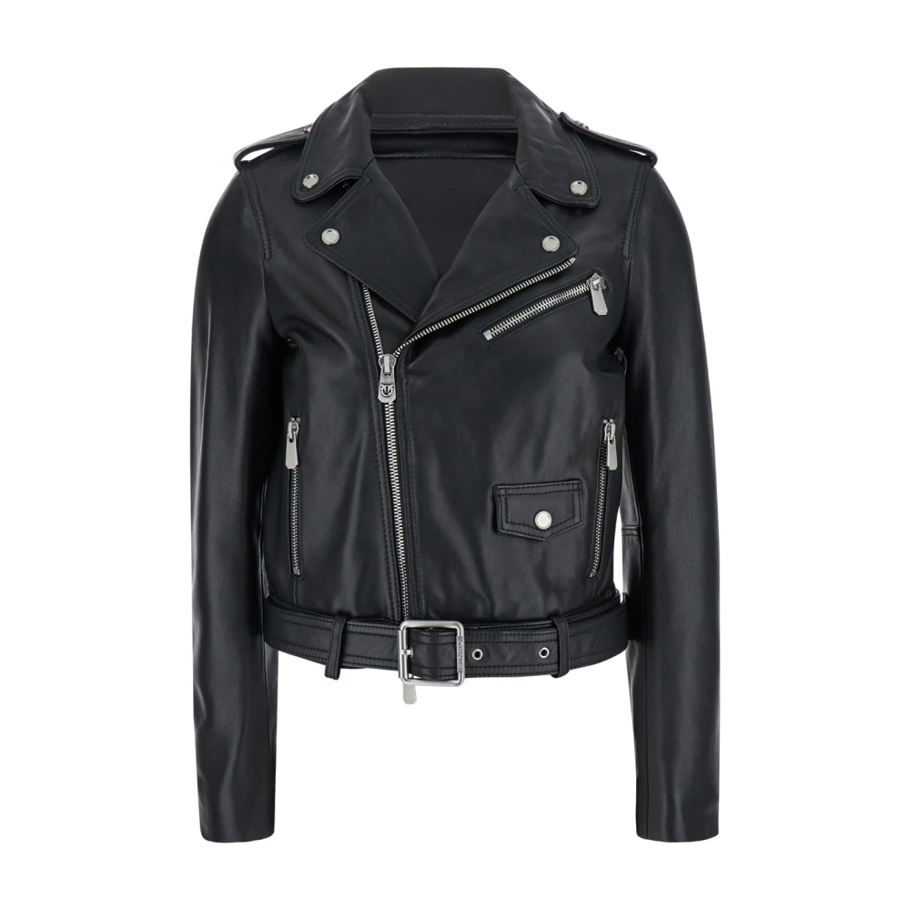 pinko Costa Rica Biker Zwarte Jas Black Dames