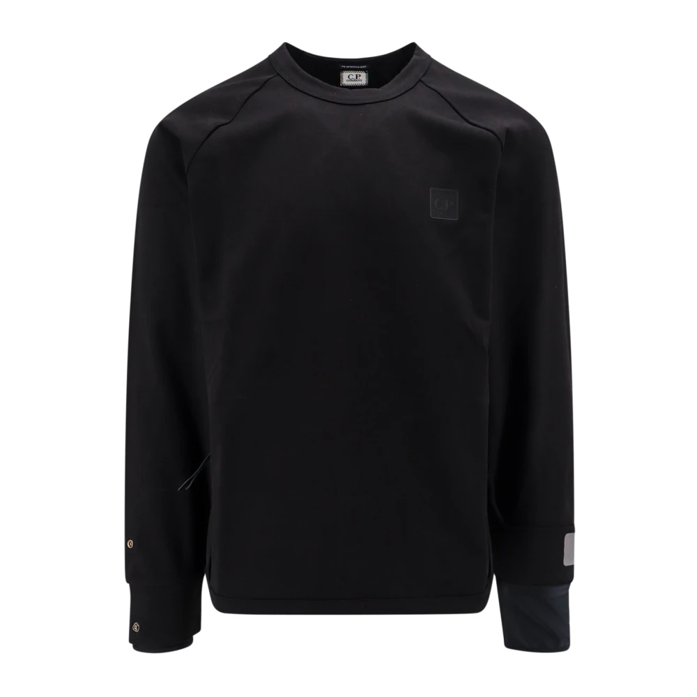 C.P. Company Zwart Crew-neck Sweatshirt met Nylon Inzetstukken Black Heren