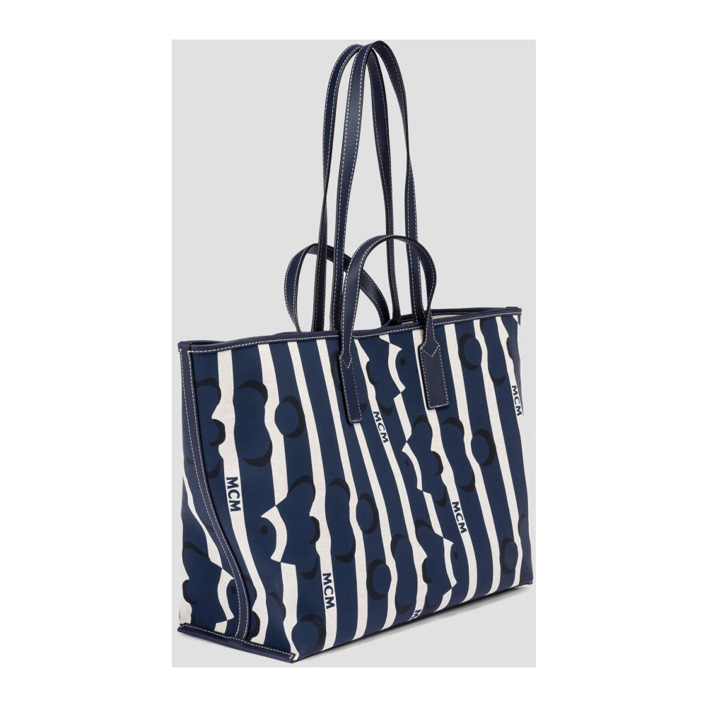 MCM Aren Shopper in Beach Club Canvas Blue Dames