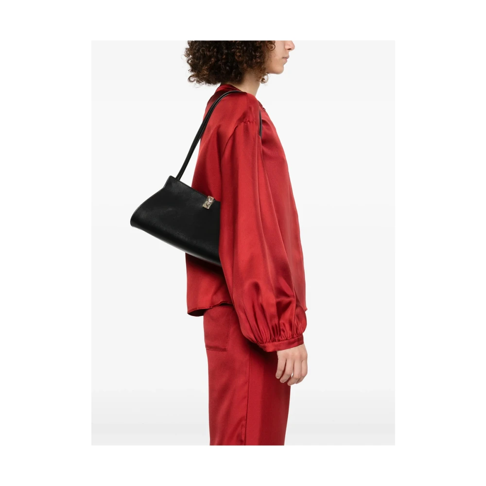 Loulou Studio Zwarte Schoudertas met Magnetische Sluiting Black Dames