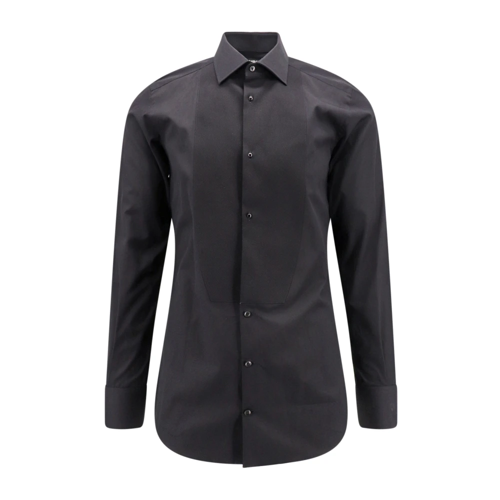 Dolce & Gabbana Zwarte Katoenen Overhemd Aw23 Collectie Black Heren