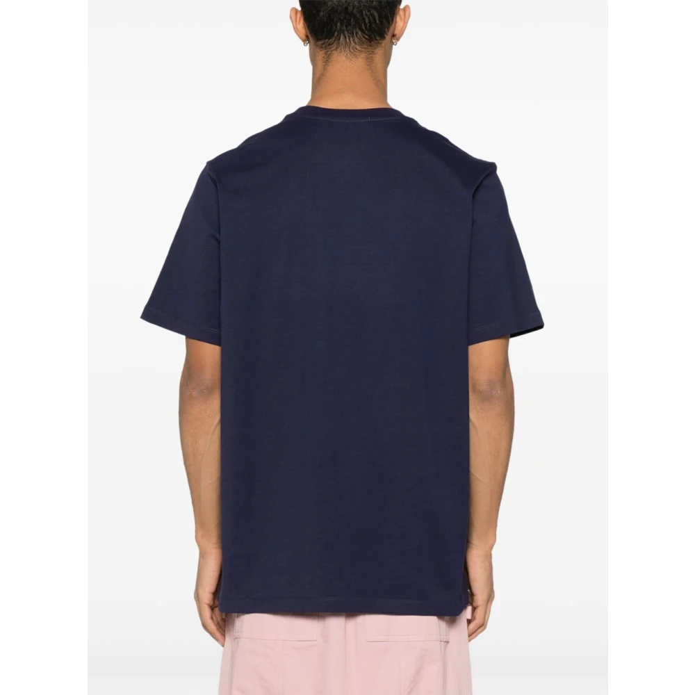 Msgm Blauw T-shirt met Bedrukt Logo Blue Heren