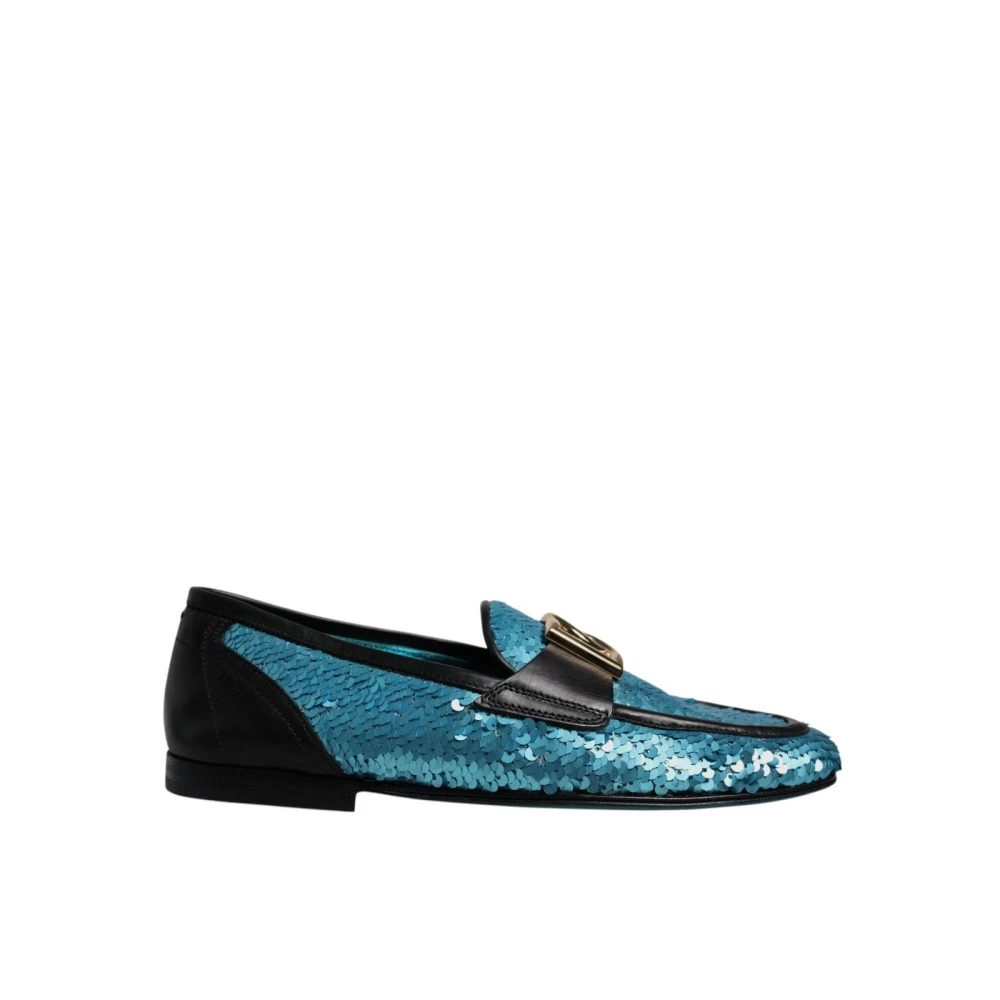 Dolce & Gabbana Men's Blue Loafers, 5 Uk, Sequin Loafers Stylish Dress Shoes