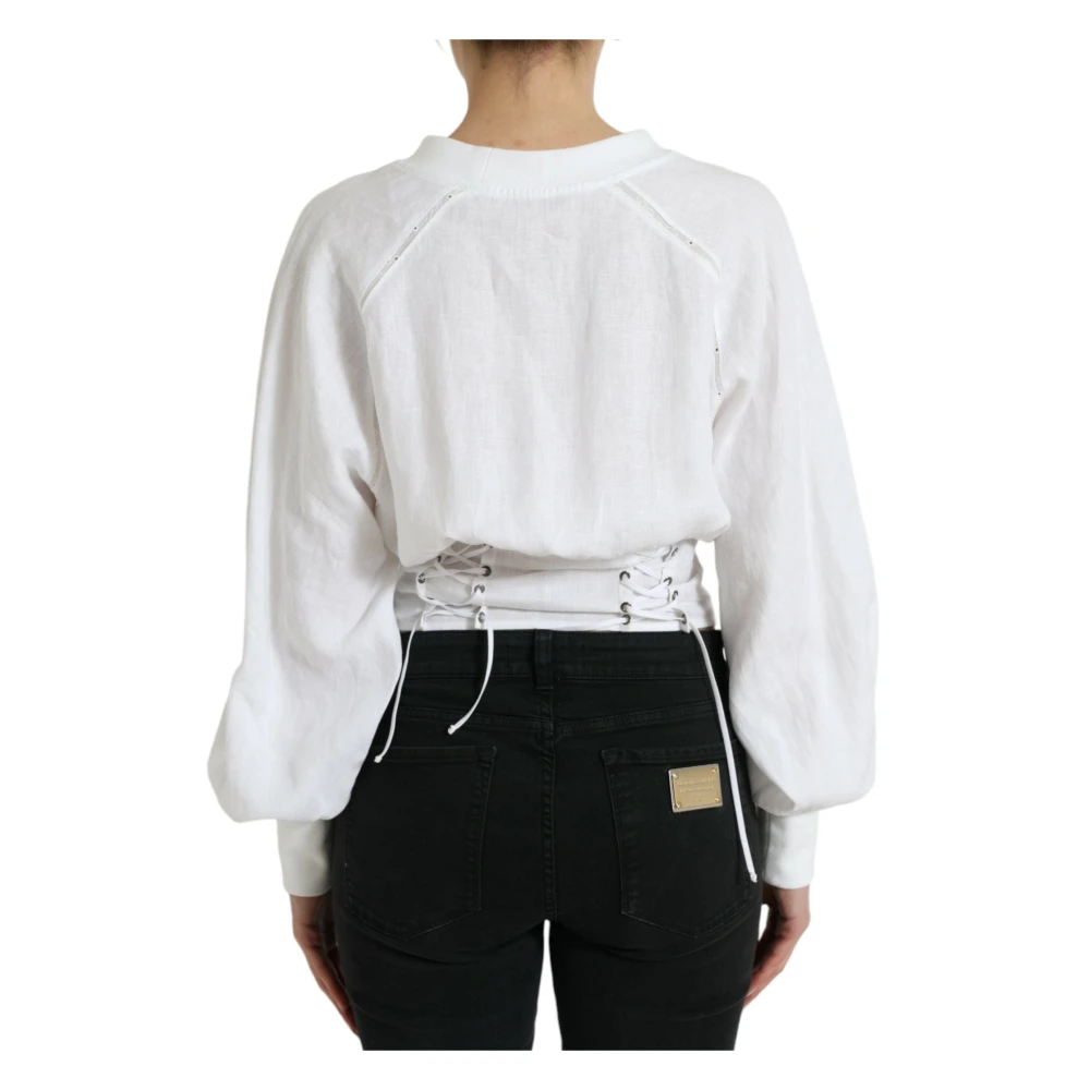 Dolce & Gabbana Wit Kant-Up Korset Top White Dames