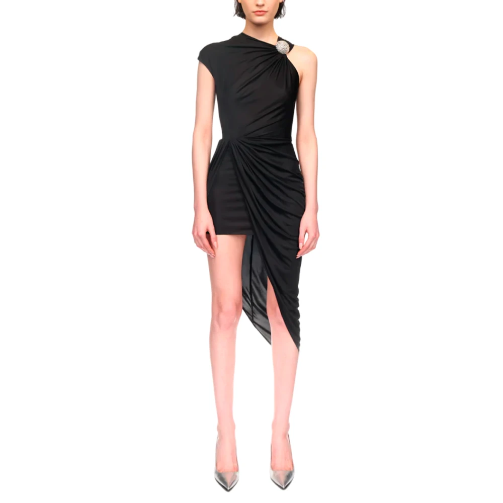 David Koma Asymmetrische Korte Jurk Black Dames