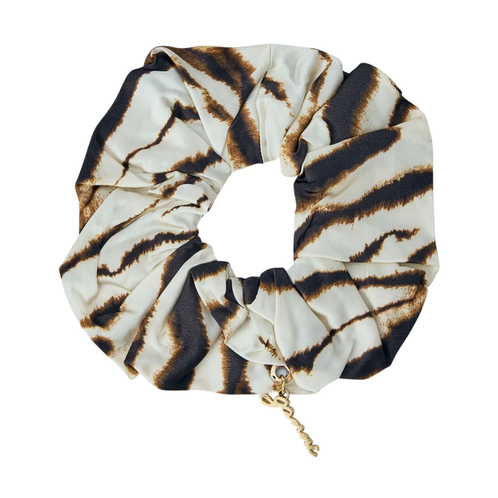 Ganni , Accessories, Female, Brown, One Size, Patterned Silk Hair Tie