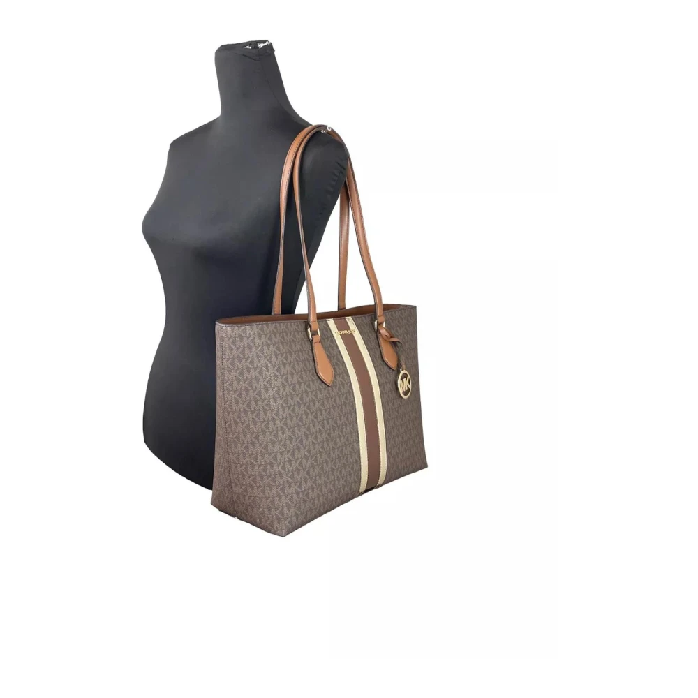 Michael Kors Grote leren tas met ritssluiting Brown Dames