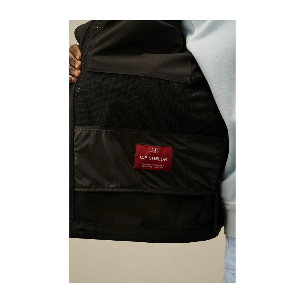 C.P. Company Zwarte Goggle Jas met Verborgen Bril Black Heren