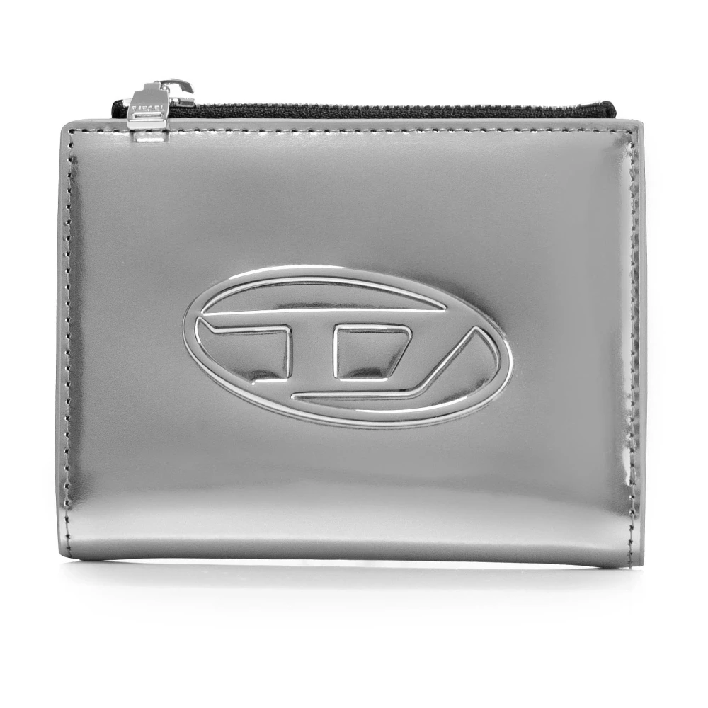 Diesel Damesportemonnee Zilver Drukknoopsluiting Gray Dames