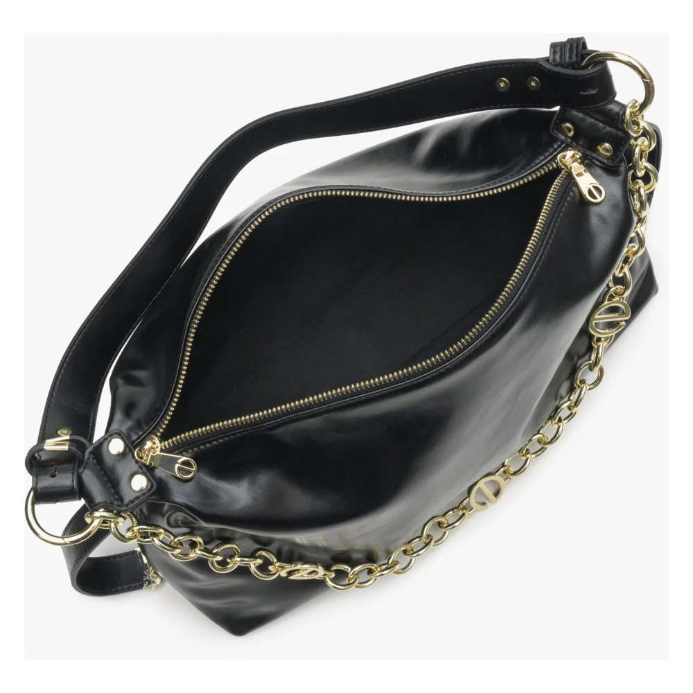 Estro Dames Zwarte Ketting Handtas gemaakt van Leer Er00114415 Black Dames