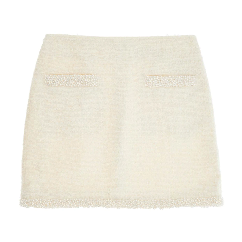 Self Portrait Parel Bouclé Minirok White Dames