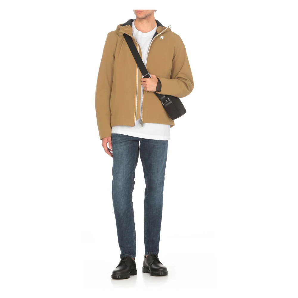 K-way Bruine Hoodie met Logo Patch Brown Heren