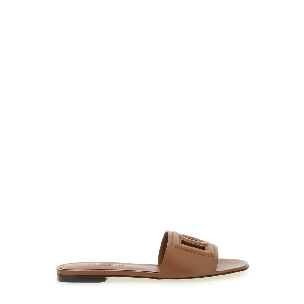 Dolce & Gabbana Brun Cutout Platta Sandaler Brown, Dam