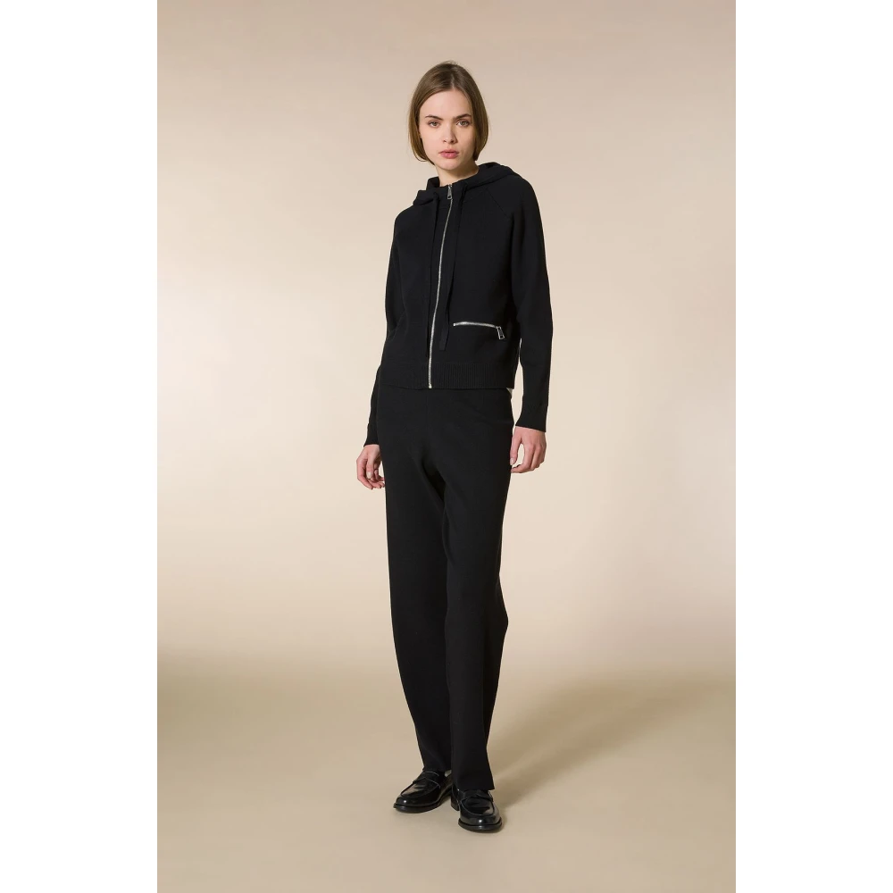 Seventy Stretch viscose hoodie voor eigentijdse vrouwen Black Dames