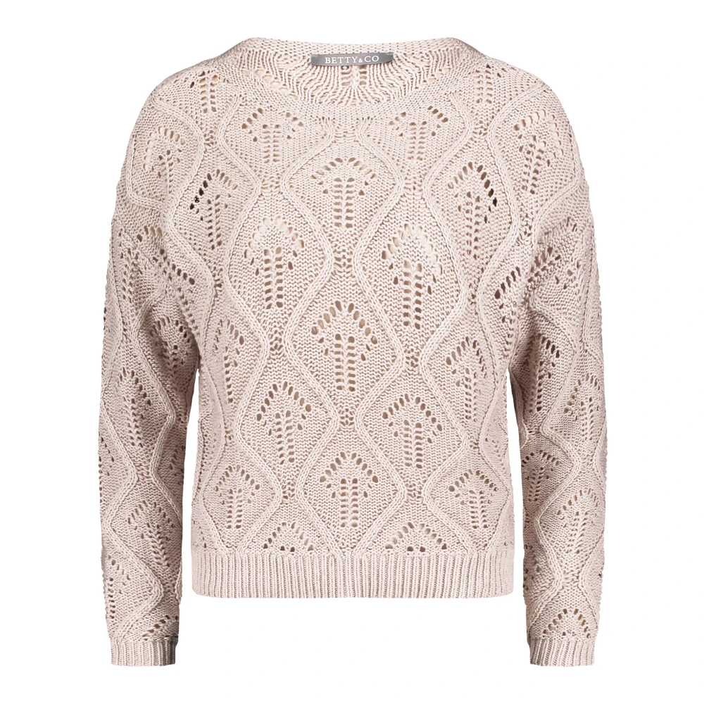 Betty & Co Casual Gebreide Trui met Open Details Beige Dames