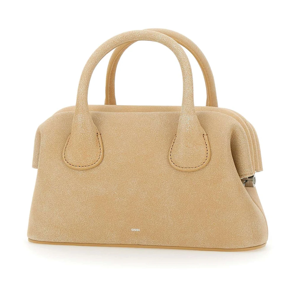 Osoi Zwarte Boat Mini Leren Handtas Beige Dames