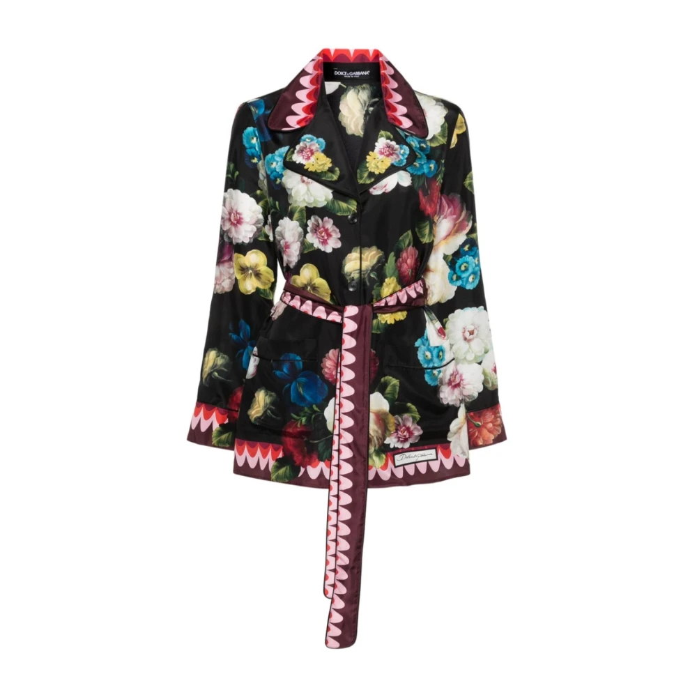 Dolce & Gabbana Zijden overhemd met bloemenprint en reverskraag Multicolor Dames