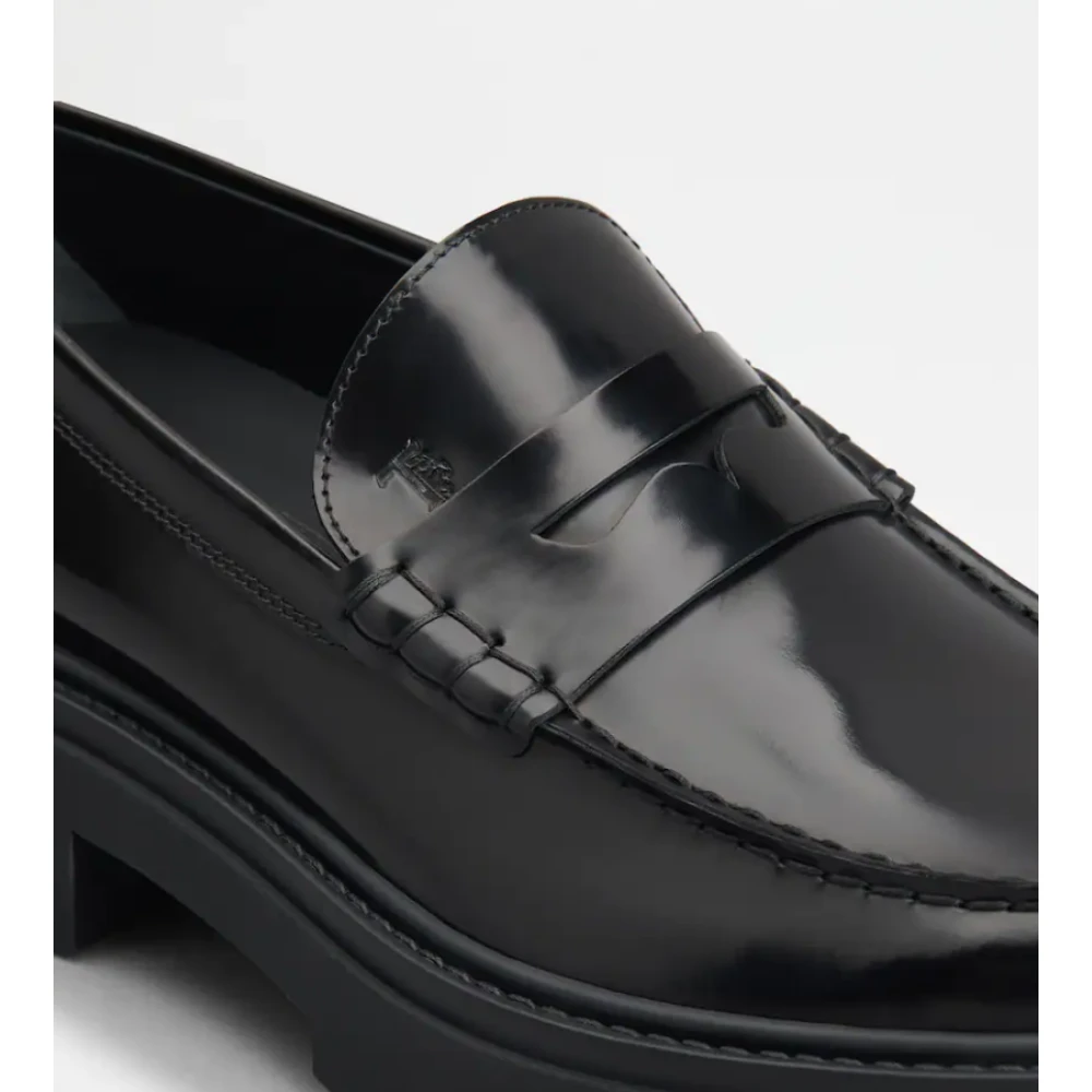 TOD'S Zwarte Leren Mocassin met Lug-Style Zool Black Heren