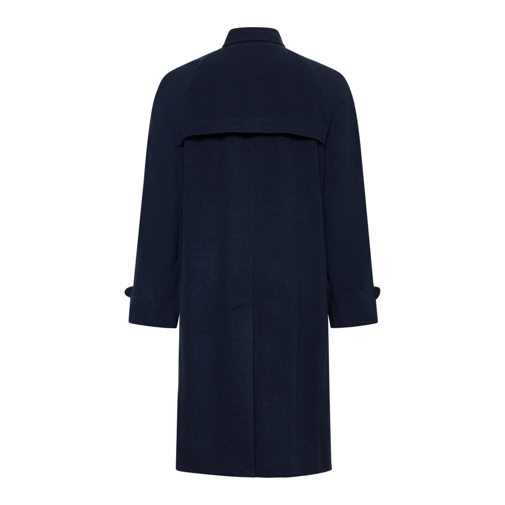 BRUNELLO CUCINELLI Blauwe Cashmere Jas met enkele rij knopen Blue Heren