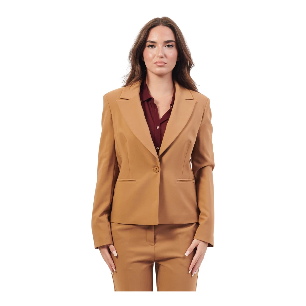 Fracomina Korte Cameljas met Revers Beige Dames