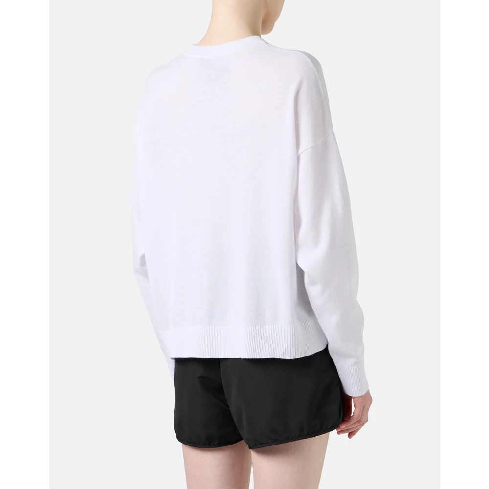 Iceberg Witte crew neck sweater van superdunne katoen White Dames