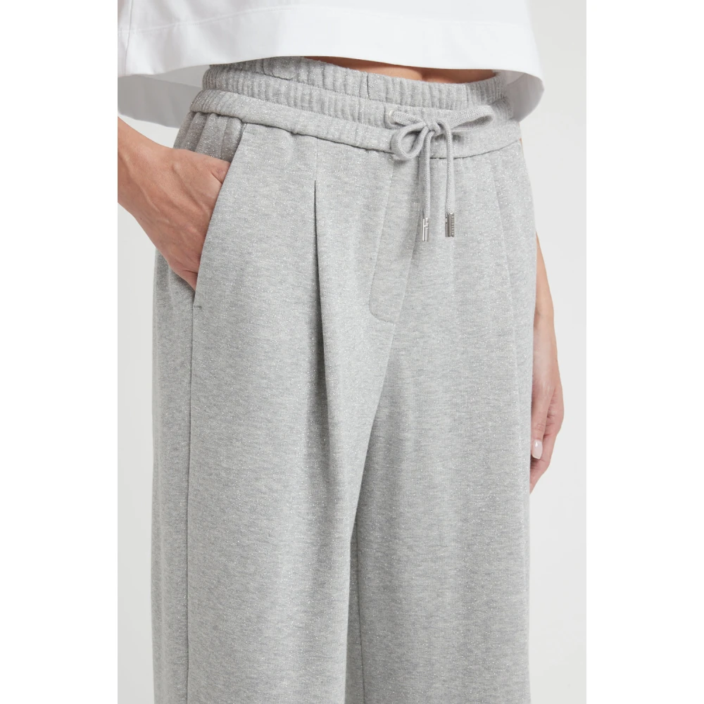 PESERICO Katoenen Lurex fleeceb broek Gray Dames