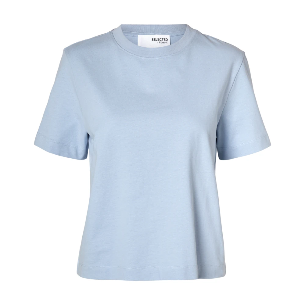 Selected Femme Blauwe Cashmere Boxy Tee Blue Dames