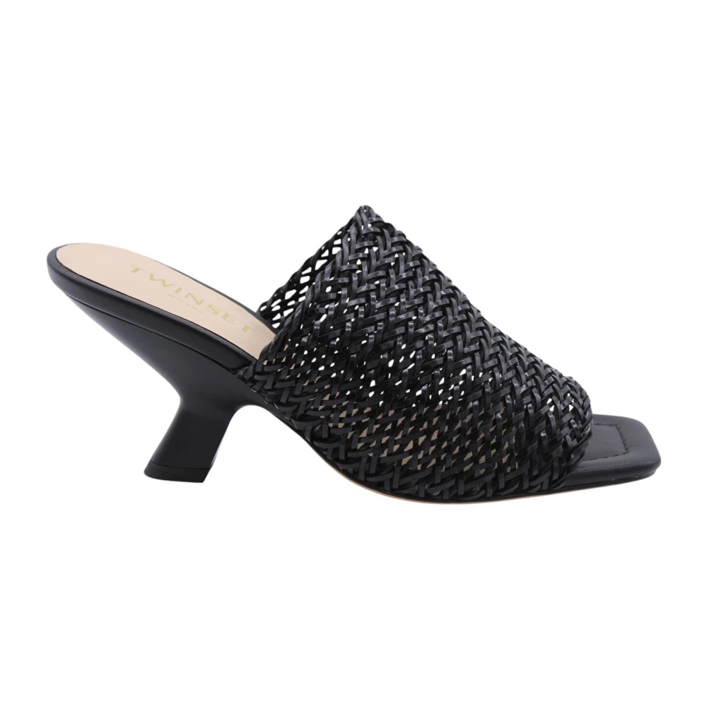 Twinset Women's Black Heeled Mules, 4 Uk, Stylish Mule Shoes