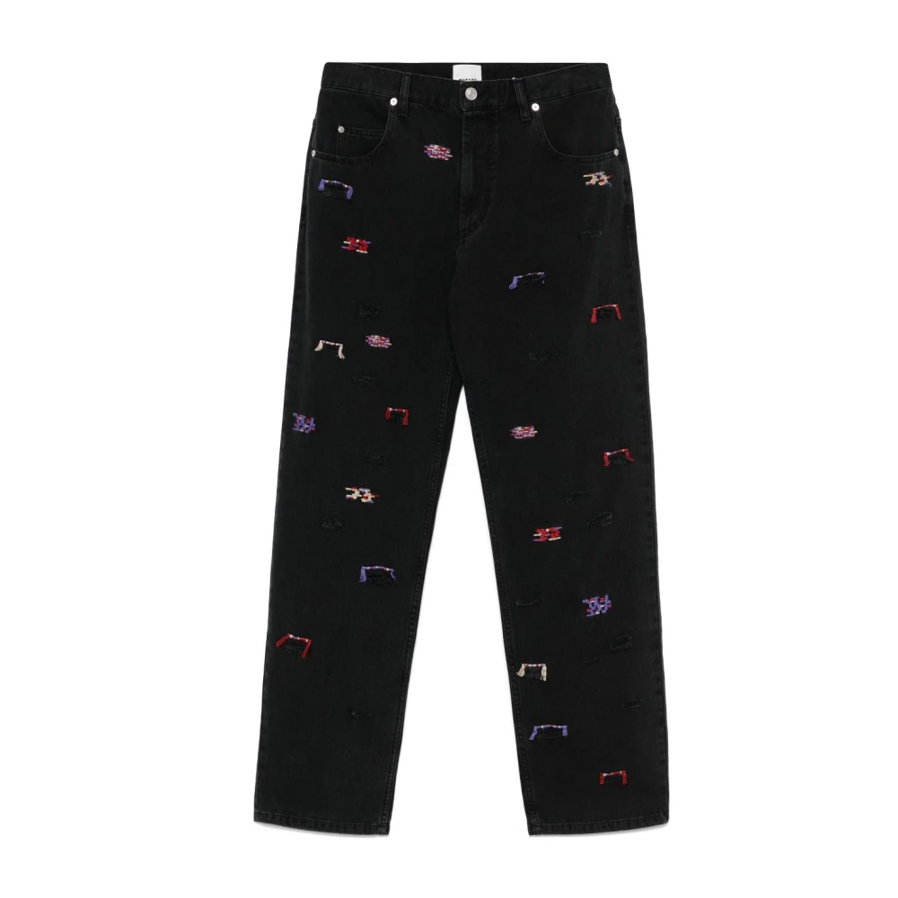 Isabel marant Zwarte Juro Jeans met Decoratieve Stiksels Black Dames