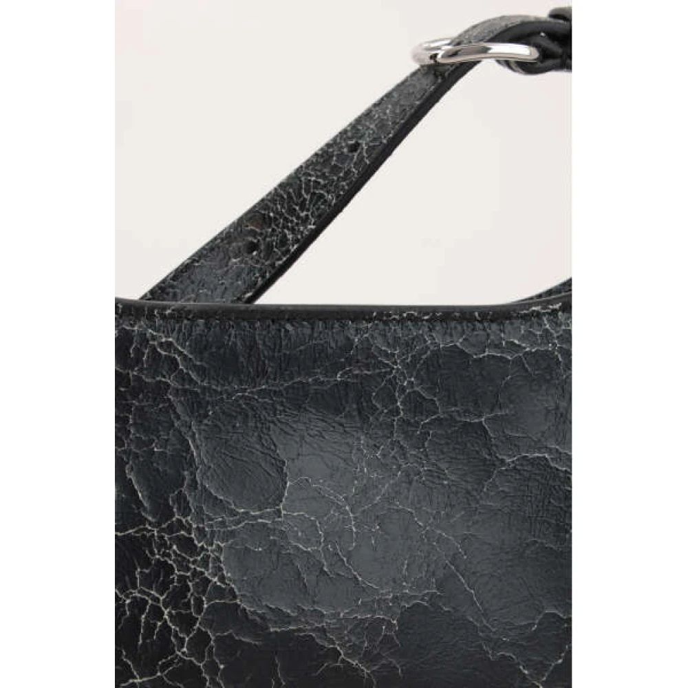 Acne Studios Zwarte Leren Crossbody Tas met Zilveren Hardware Black Dames