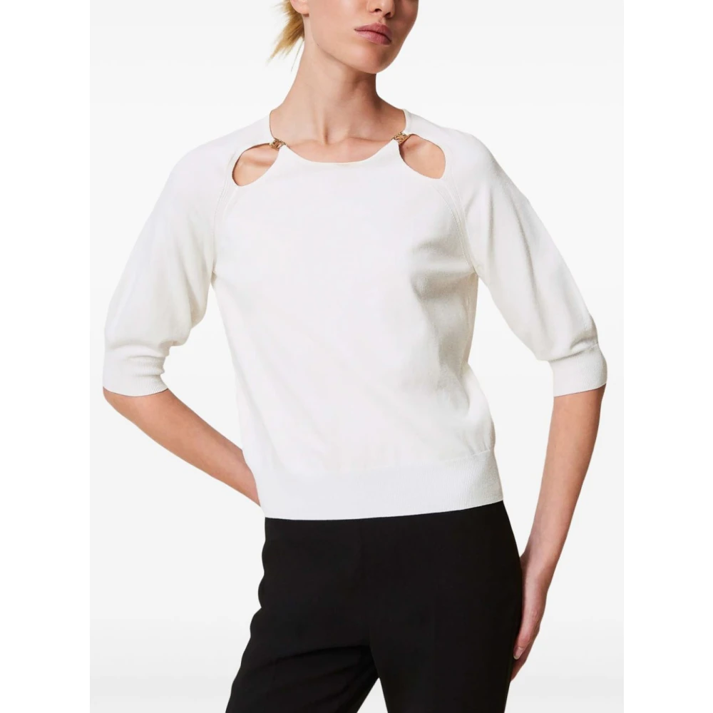 Twinset Witte Crew Neck Sweaters White Dames