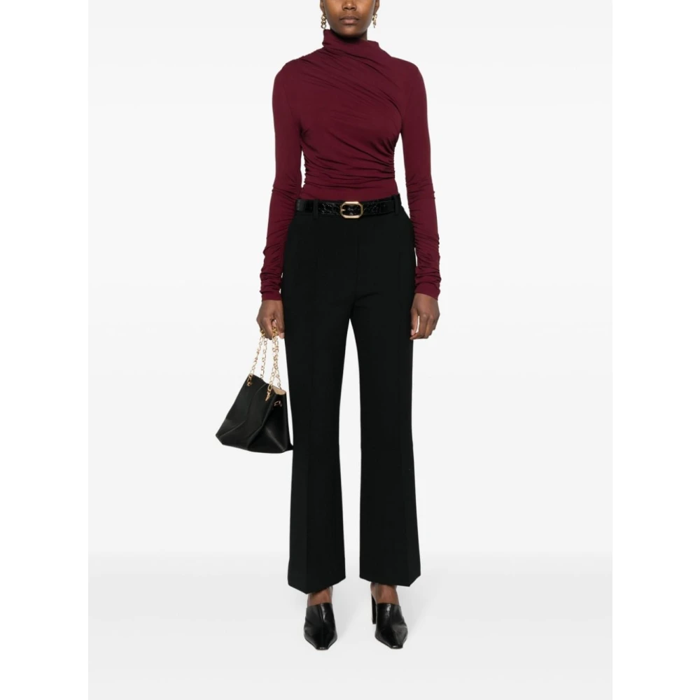 Victoria Beckham Zwarte Flared Broek Stikdetail Black Dames