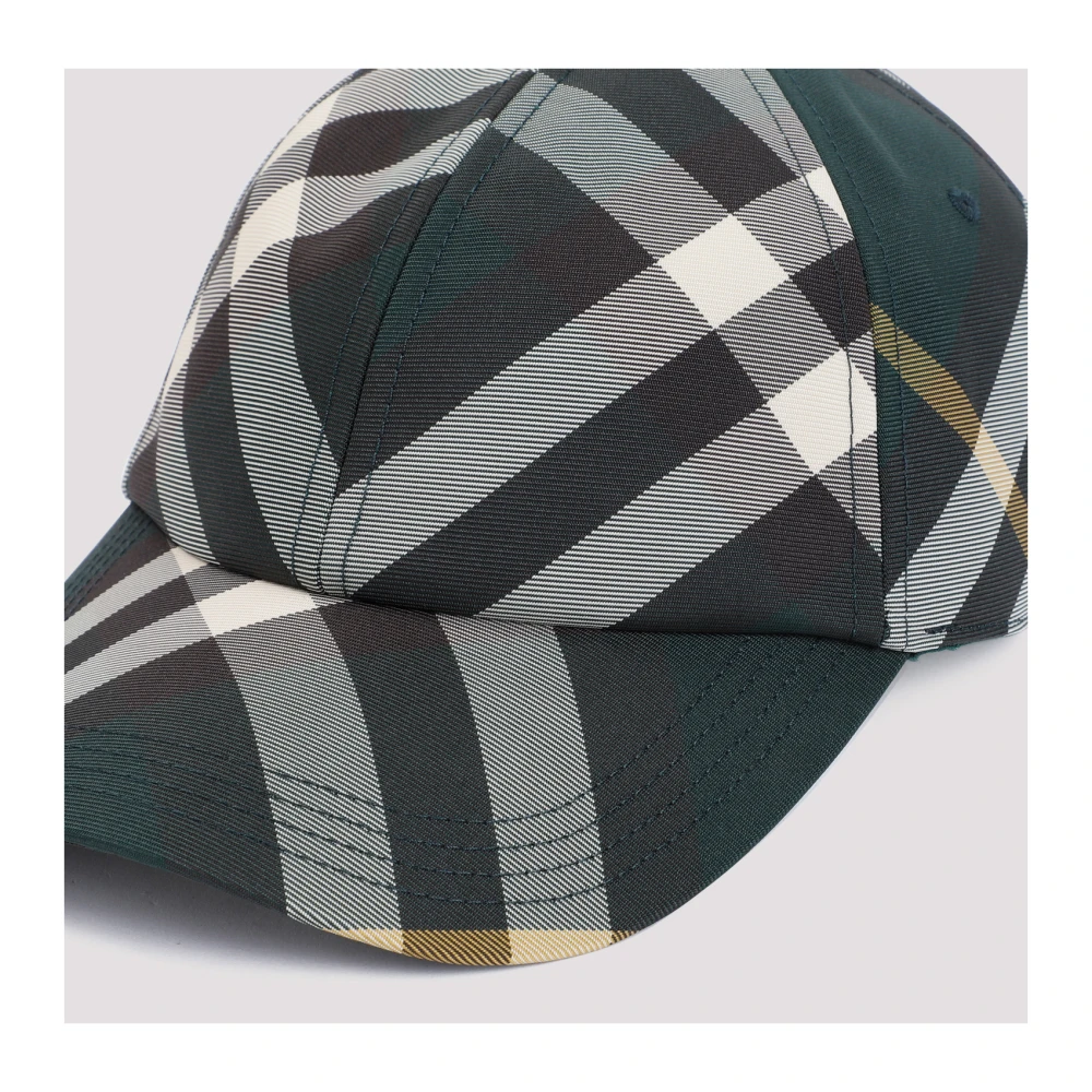 Burberry Groene Check Baseballpet Green Heren