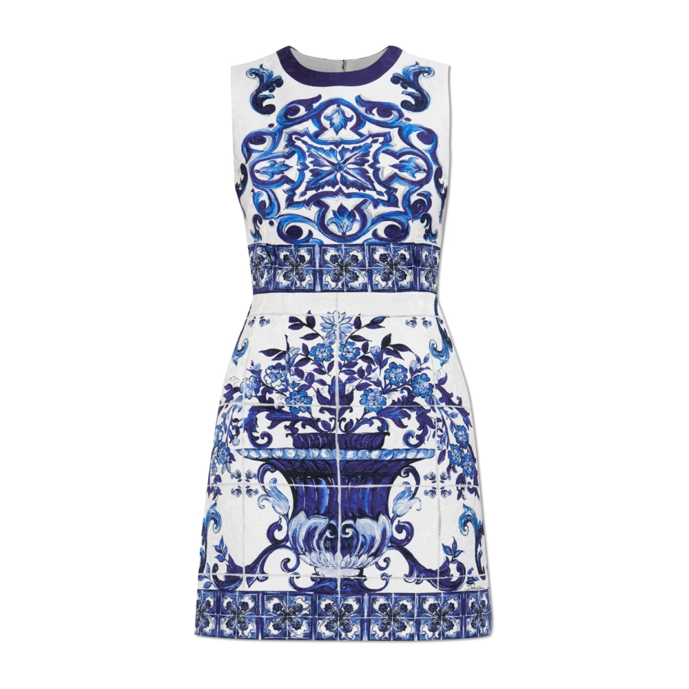Dolce & Gabbana Majolica print jurk Blue Dames