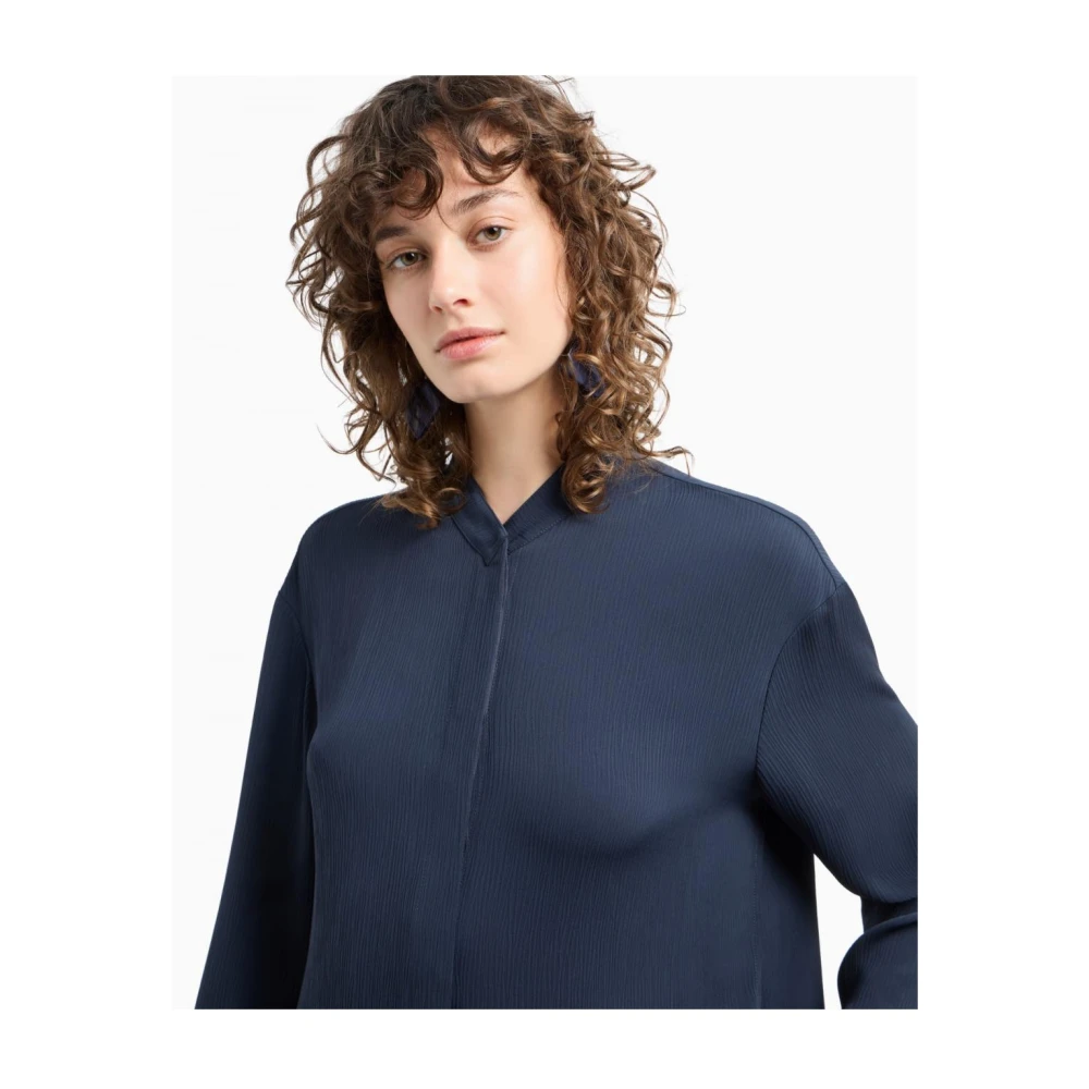 Emporio Armani Polyester Overhemden Blue Dames